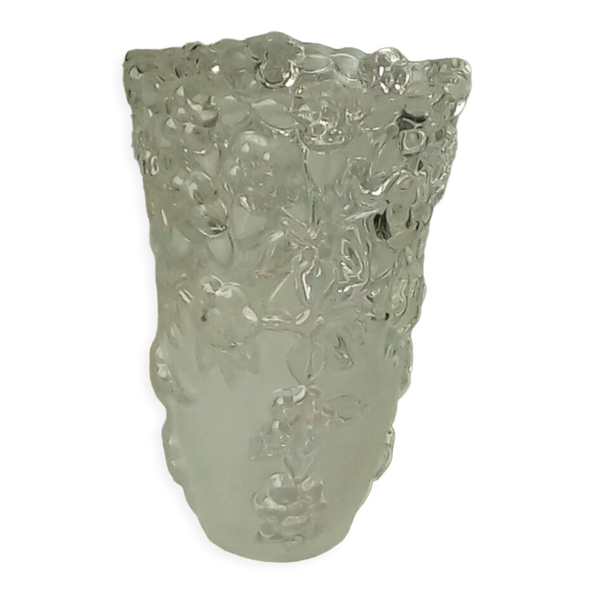 Lalique style frosted glass vase