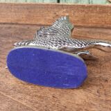 Vintage duck mail holder in silver metal