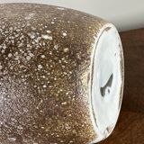 Vintage 80'S white and gold enameled blown glass vase Ht 45 cm