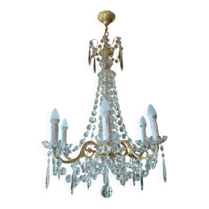 Lustre a pampilles ancien - bronze