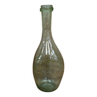 Biot water green colored bubble blown glass bottle