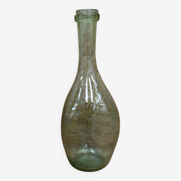Biot water green colored bubble blown glass bottle