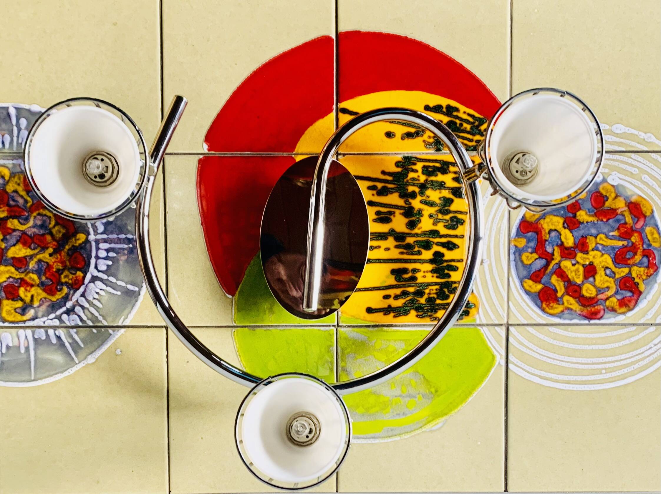 Vintage ceiling light with three adjustable spots in chrome metal