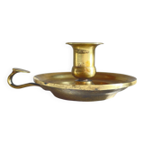 Antique solid bronze hand candlestick