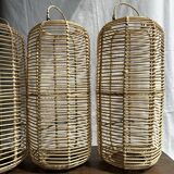 Large lantern-shaped rattan pendant lamp H50 D24