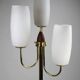 Brass & Teak Three-Light Candelabra Floor Lamp — Scandinavia, 1940s/1950s