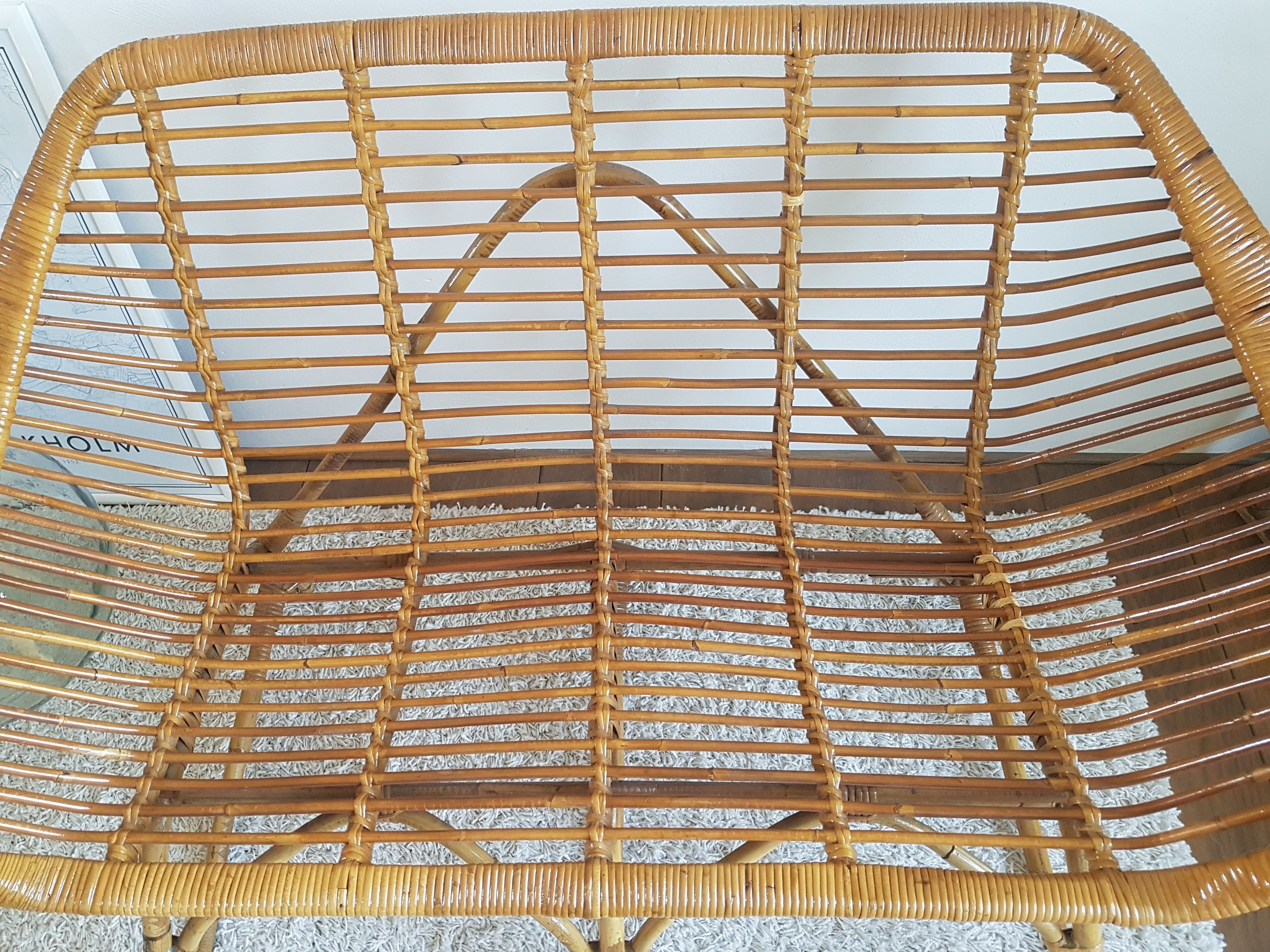2 seater rattan bench