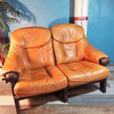 Canapé cuir 2 places 1970s