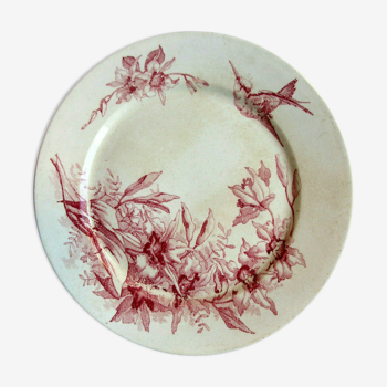 Art Nouveau Bird Flat Plate - ORCHIDEES in Pink: PEXONNE Porcelain