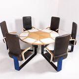 Unique Danish Design table with fixed armchairs from Peter Karpf, 1980's