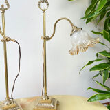 Pair of art deco style "up and down" swan neck desk lamps