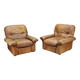 Pair of Arcon Italia Cognac Buffalo Leather Lounge Armchairs