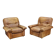 Pair of Arcon Italia Cognac Buffalo Leather Lounge Armchairs
