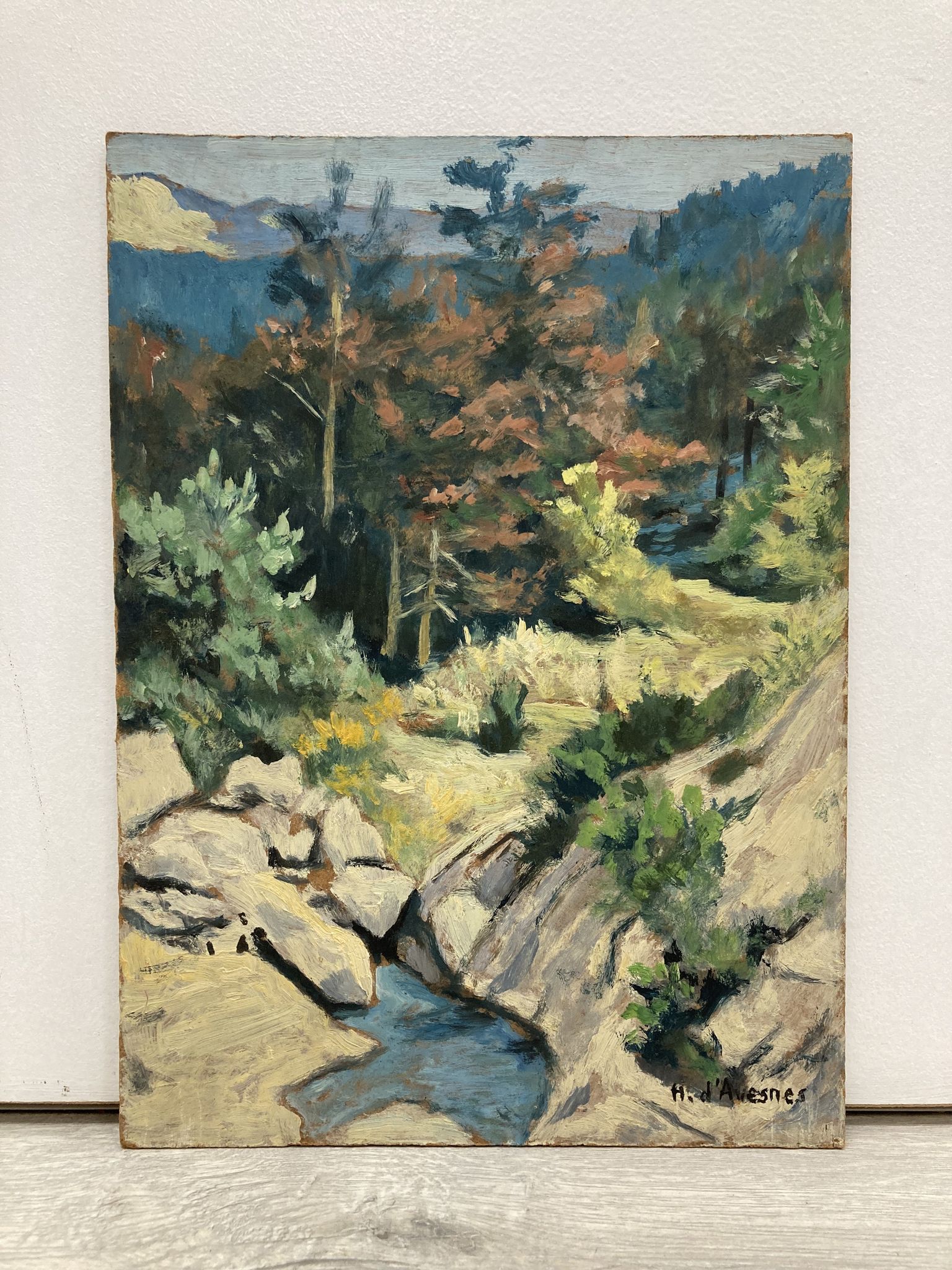 Oil on vintage panel signed