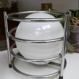 Paire de lampes opaline et chrome années 60-70