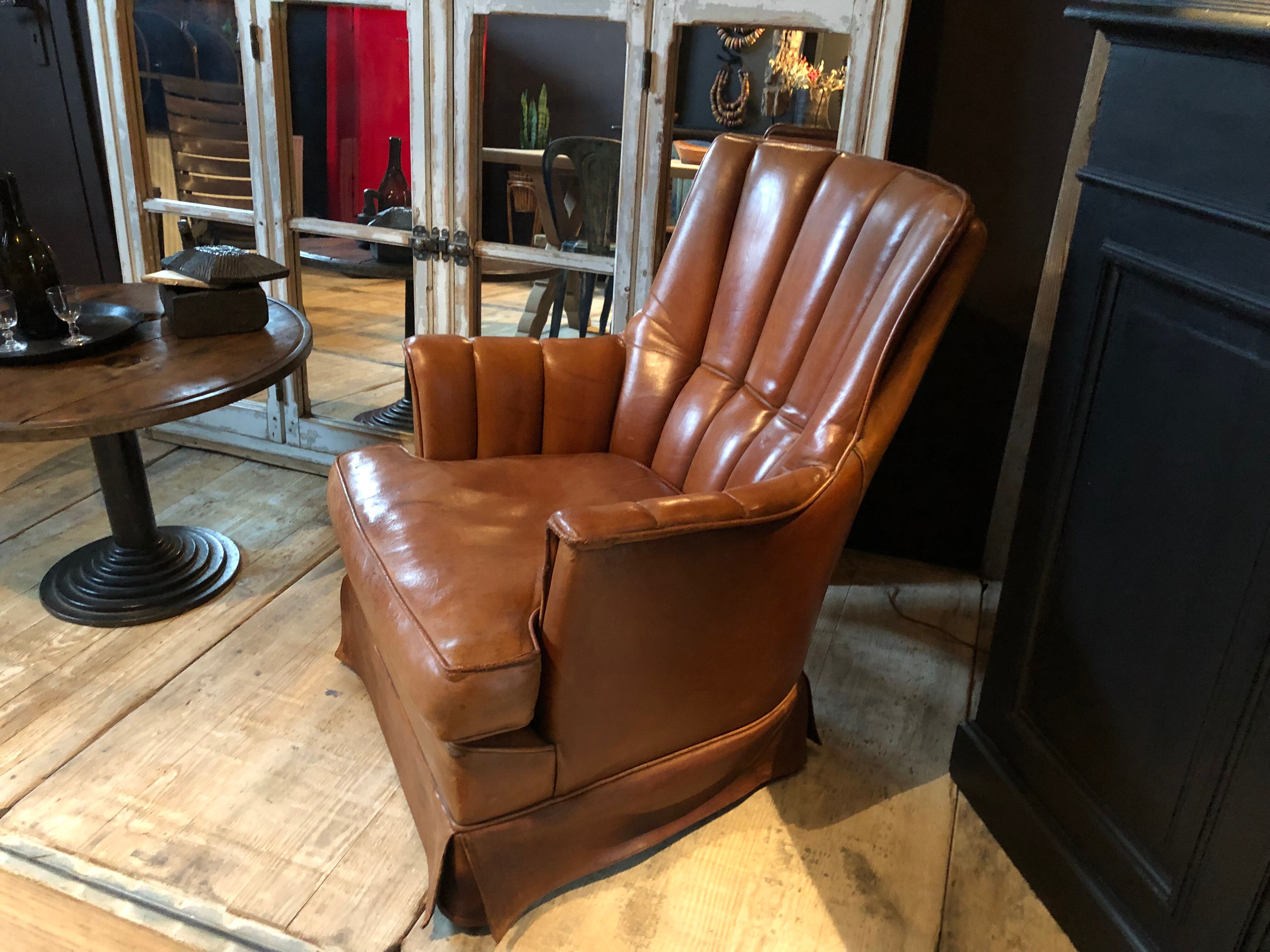 Leather club armchair
