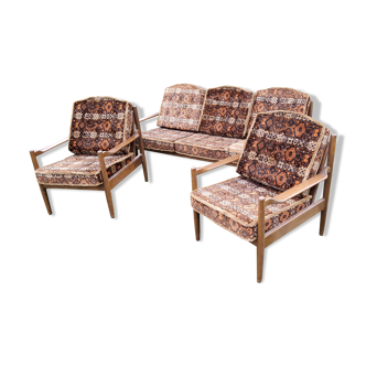 1950s Scandinavian-style lounge: sofa - 2 armchairs