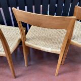 Suite Of 4 Scandinavian Teak And Rope Chairs By Svegards Markaryd