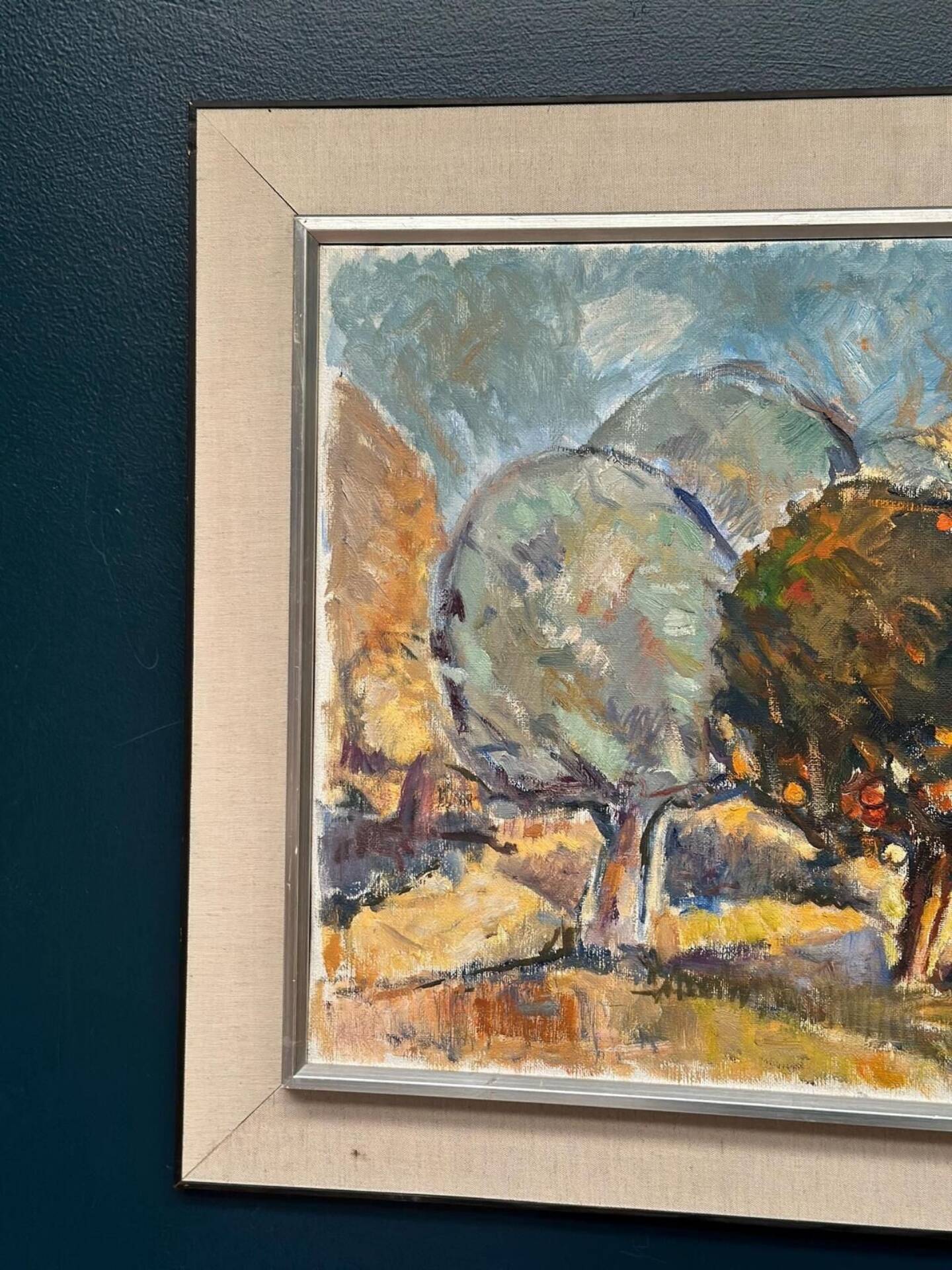 Original Swedish Oil On Canvas – “Apple Trees” By Bruno Fagerlund