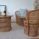 Vintage garden furniture in wicker rattan 1960 - complete 4-piece set