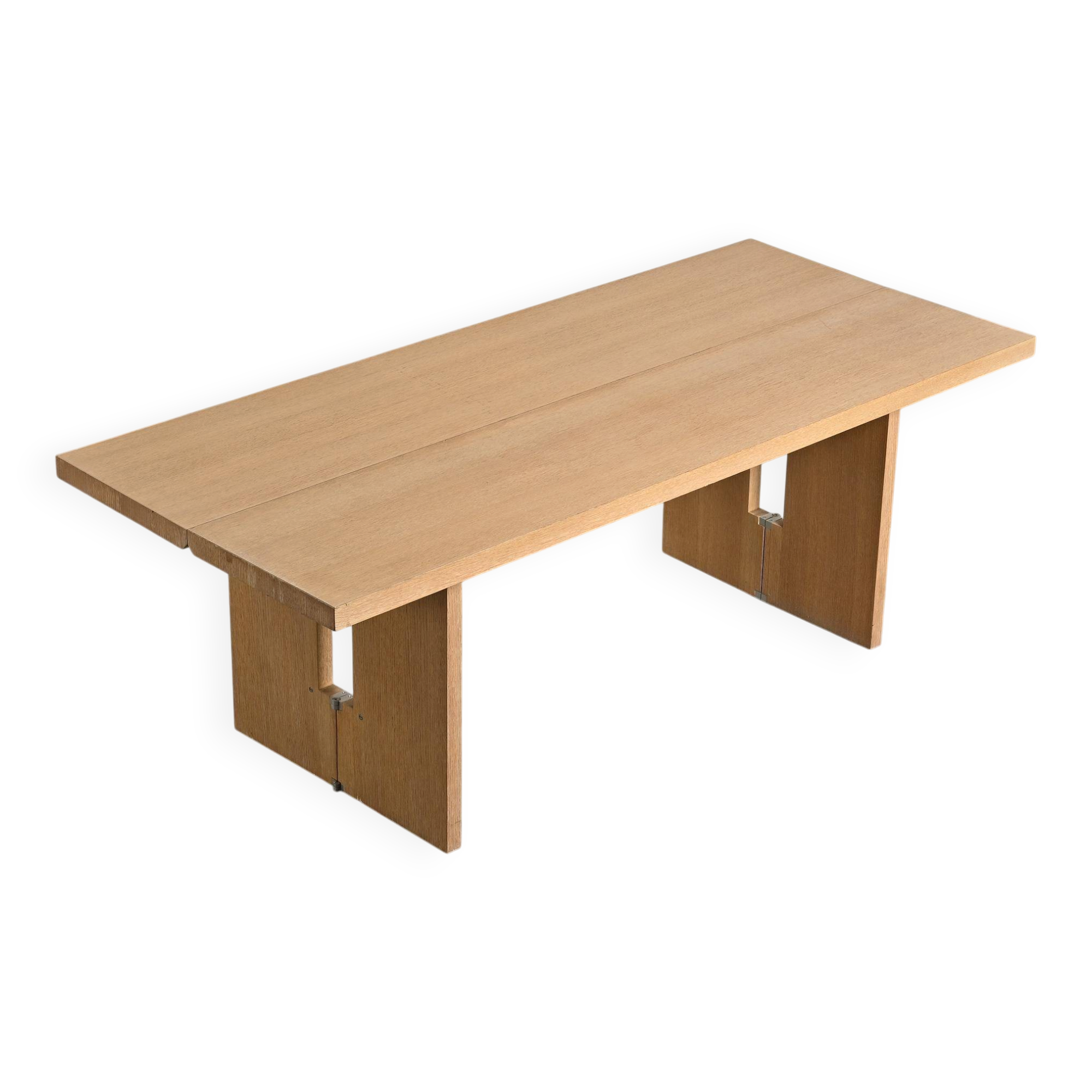 Console extensible dining table in cerused wood, 20th century