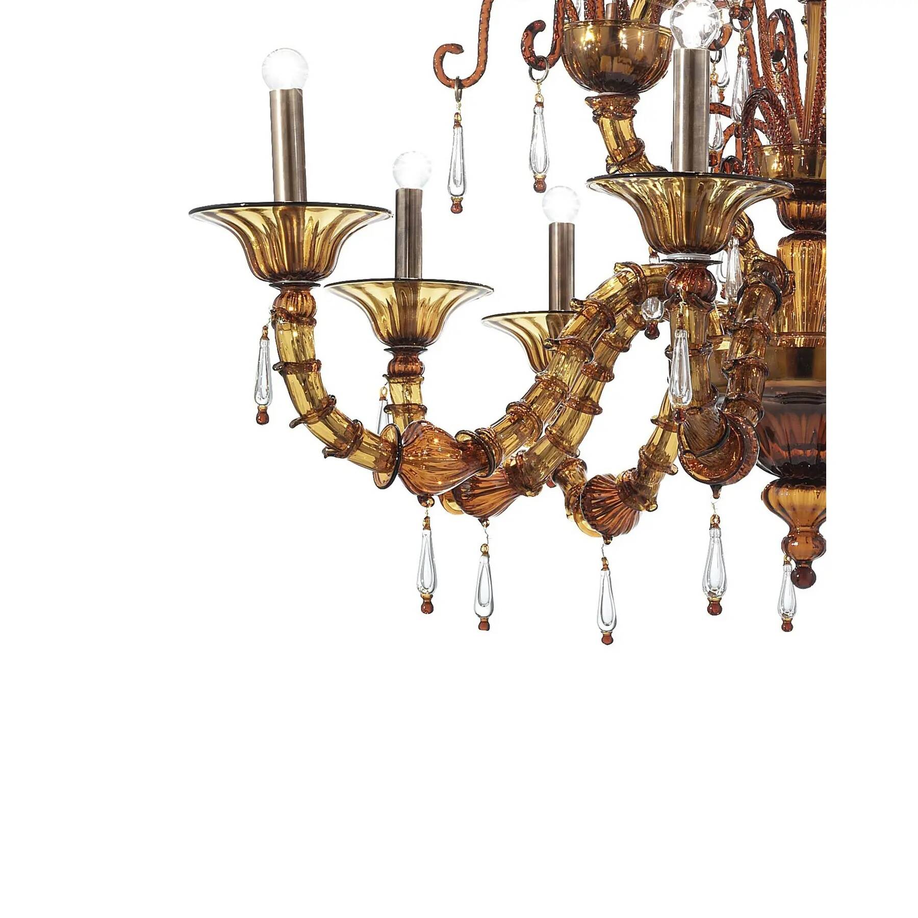Imperial Venetian Modern Brown "Ca' Rezzonico" With Curls Murano Glass Chan
