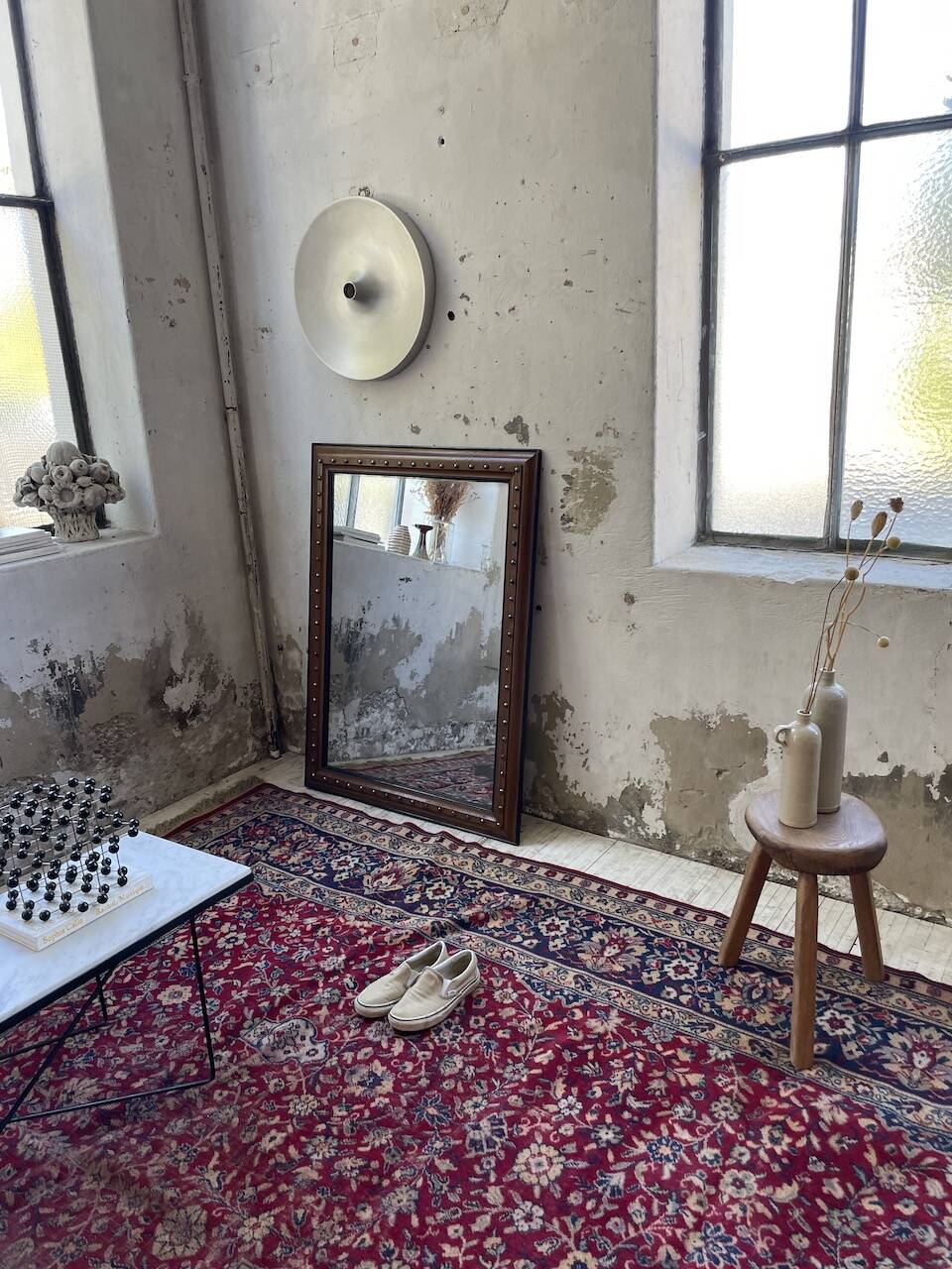 1900 wooden mirror with nails