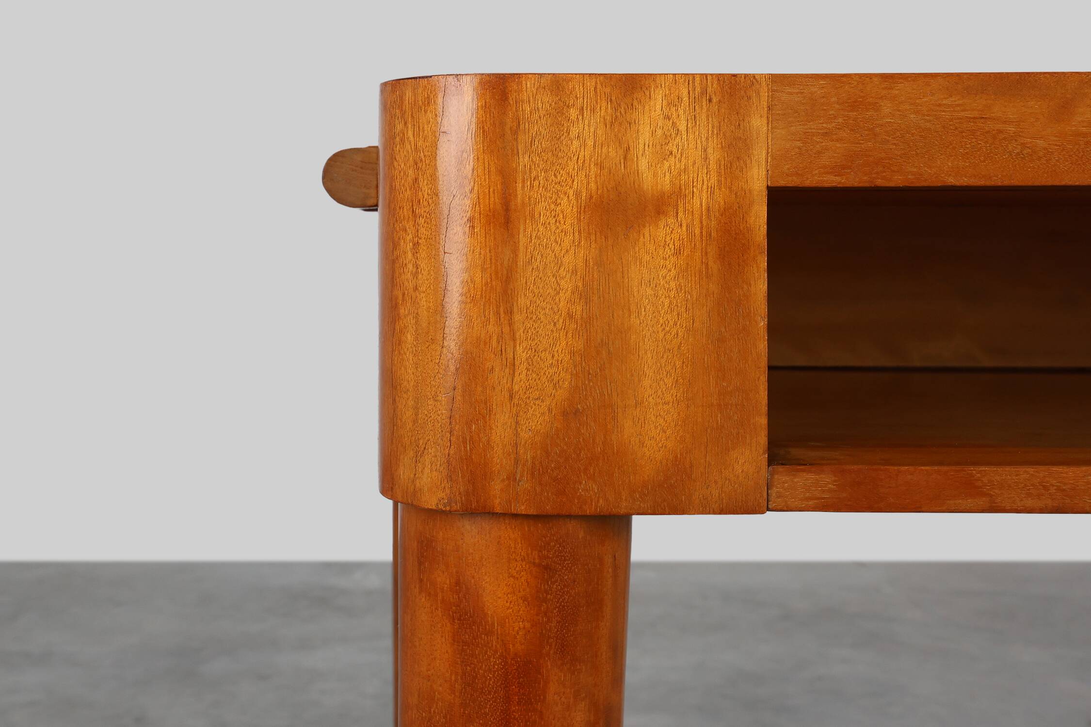 Art Deco Birch‑Veneered Side Table with Drawer, France 1920s