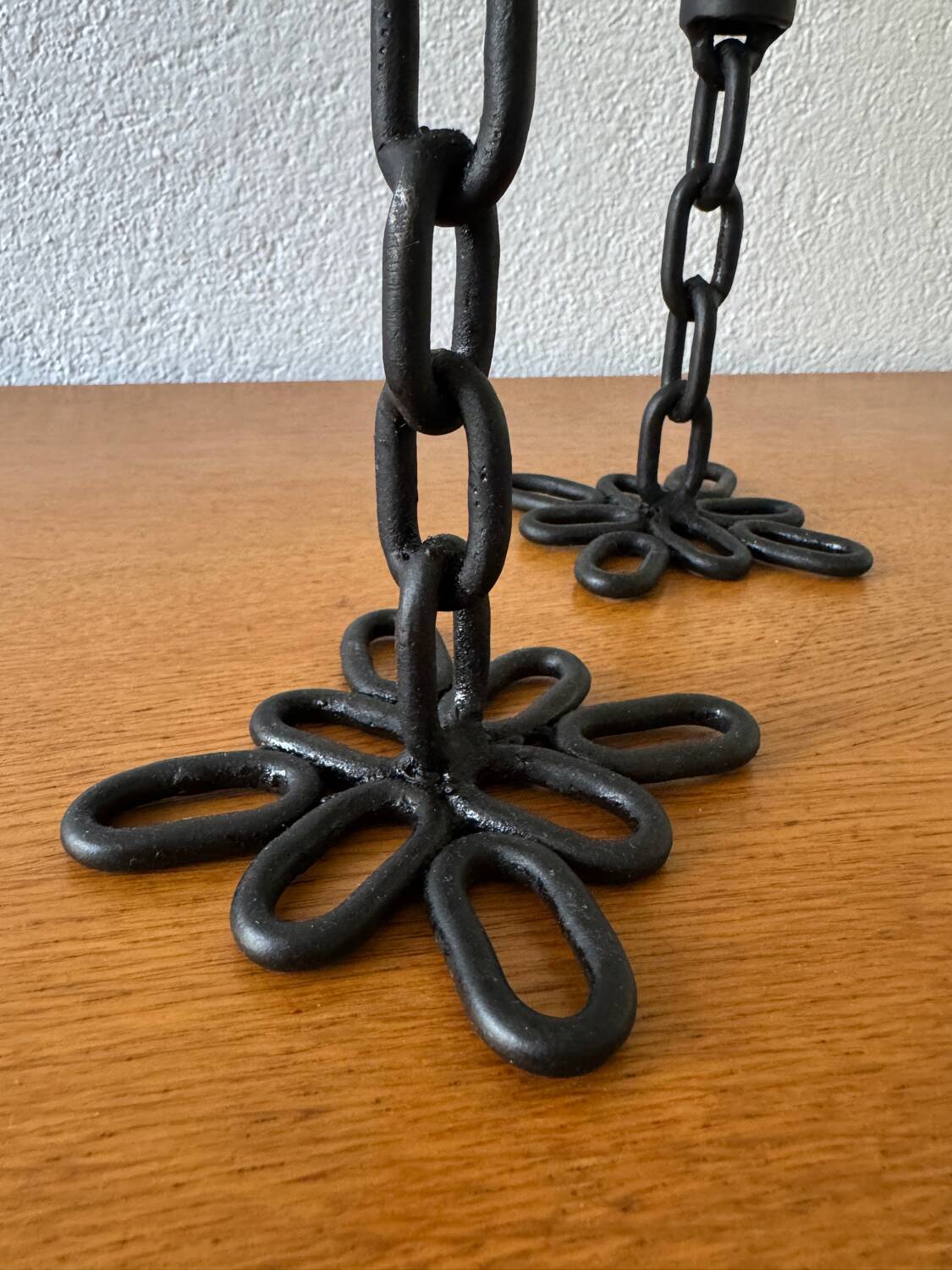 Brutalist wrought iron candlesticks from the 60s