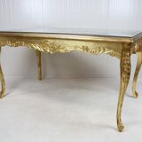 Coffee table - Wood, Glass, Gold leaf