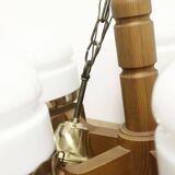 Scandinavian pine & opaline chandelier by Jan Wickelgren for Aneta Sweden, 1970s