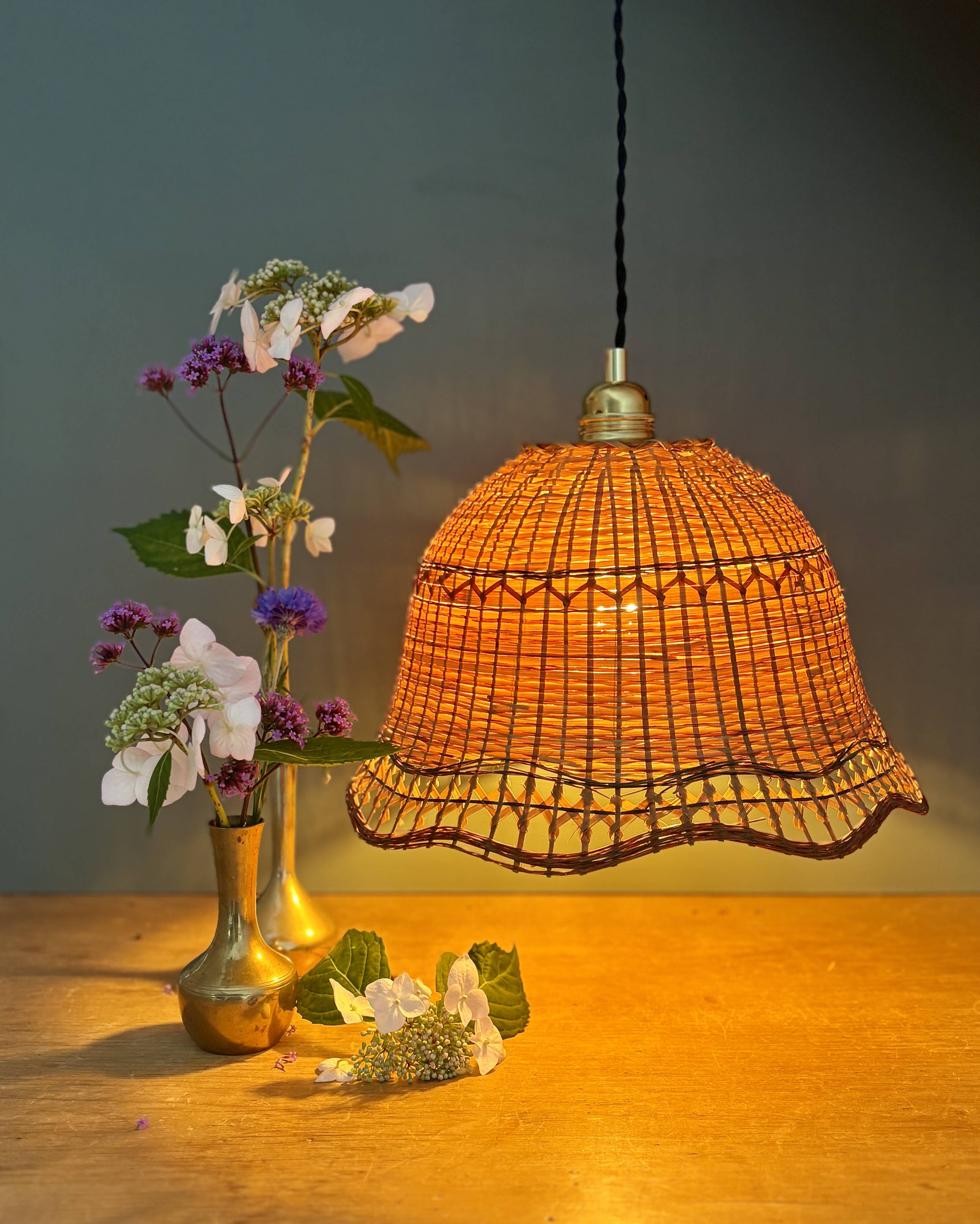 Vintage pendant light in natural materials