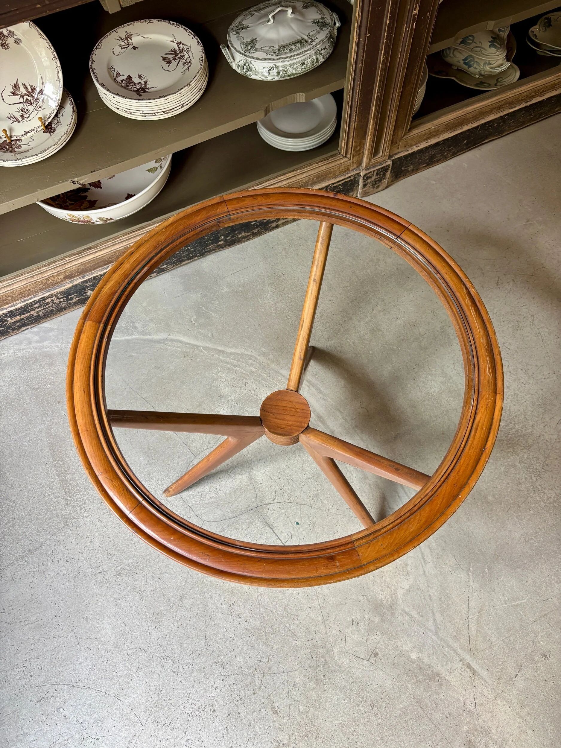 Table basse, d'appoint en bois et verre ⌀ 61 cm