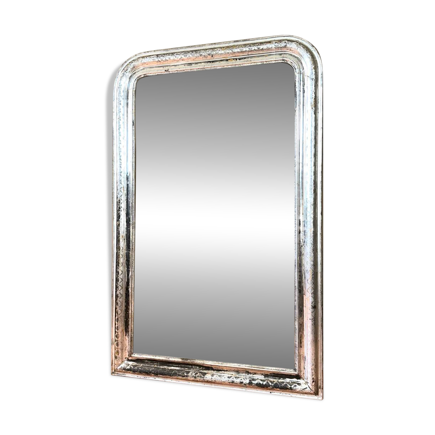 Miroir Louis-Philippe ancien argenté XIXème