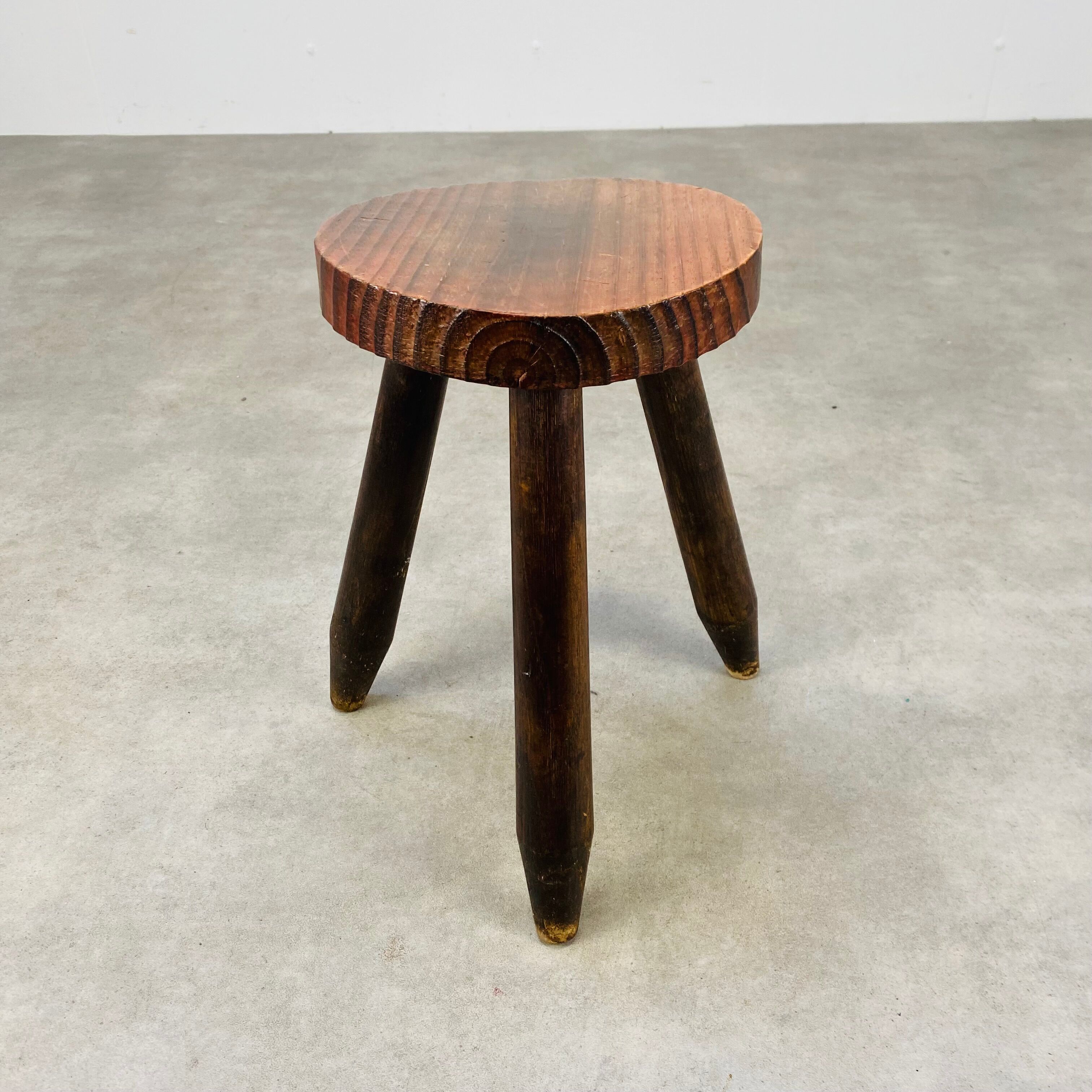 Brutalist wood tripod stool