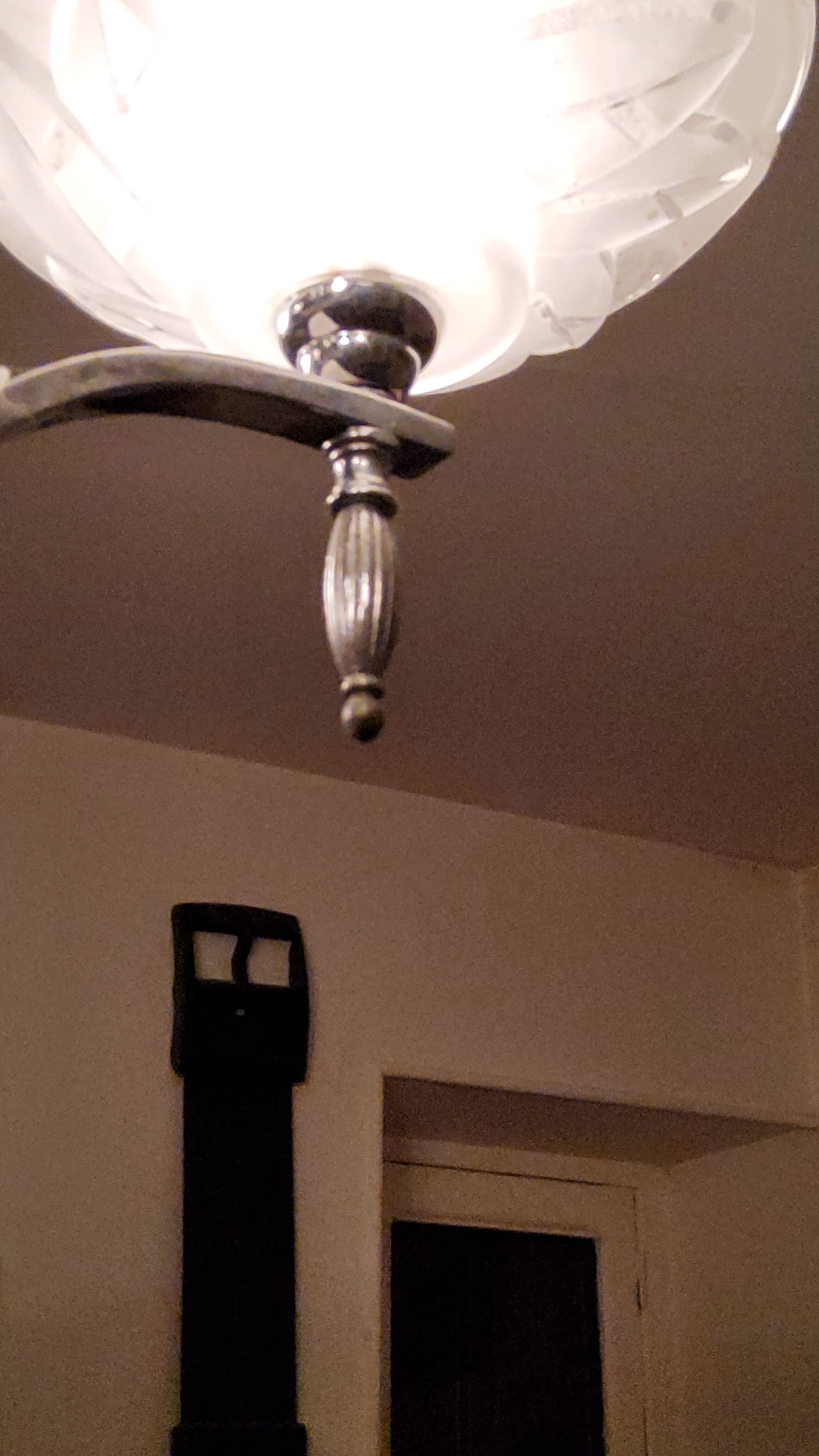 Art deco chandelier in chromed metal and glass 6 arms of lights