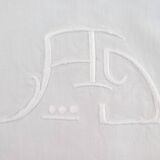 Ancien drap metis 190 x 300 jour echelle broderie monogramme ad