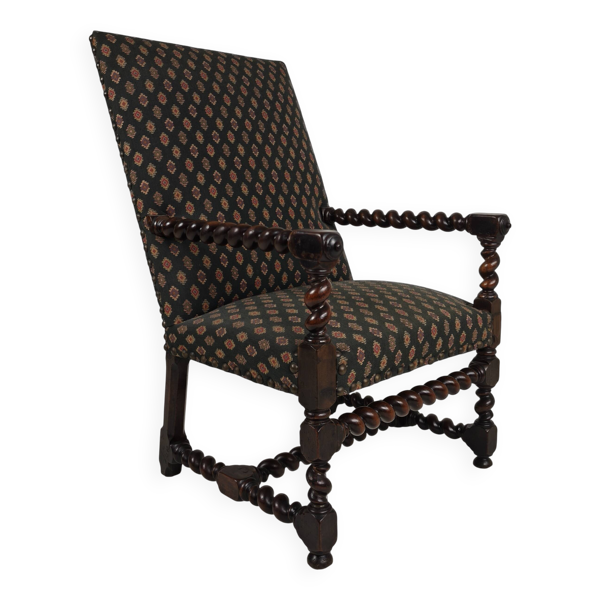 Fauteuil de bibliothèque en torsade d'orge anglais en chêne foncé, vers 1700