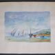 French school 20th century d martine: sailboats on the sea, watercolor