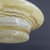 Modernist Art Deco pendant light in acid-etched “cloud” glass, France, Circa 1930