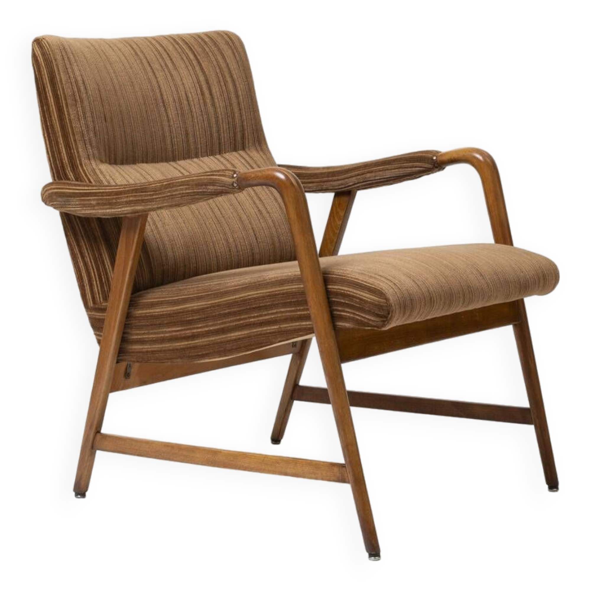 Italian lounge chair in beech and fabric, 1950s
