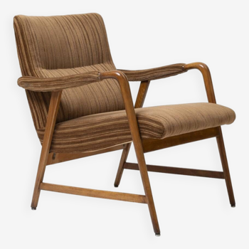 Italian lounge chair in beech and fabric, 1950s
