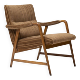 Italian lounge chair in beech and fabric, 1950s