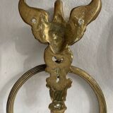 Wall-mounted towel rings in brass and bronze gilded vintage swan, 1960, France