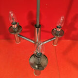Vintage chandelier glass ball Biot chrome metal "etag"