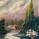 Suite of 4 paintings HST "The four seasons" by L. Lartigan XIX° / XX°