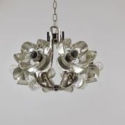 Crystal Glass Flower Pendant Light in Kalmar Style by Sische, Germany, 1970s