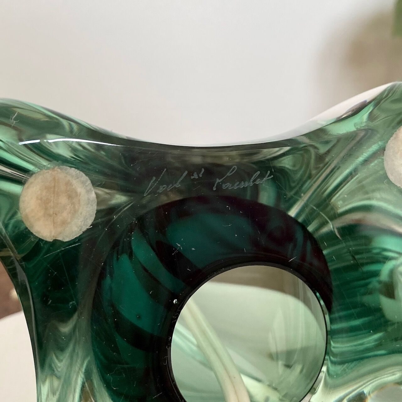 Dark green Val Saint Lambert lamp