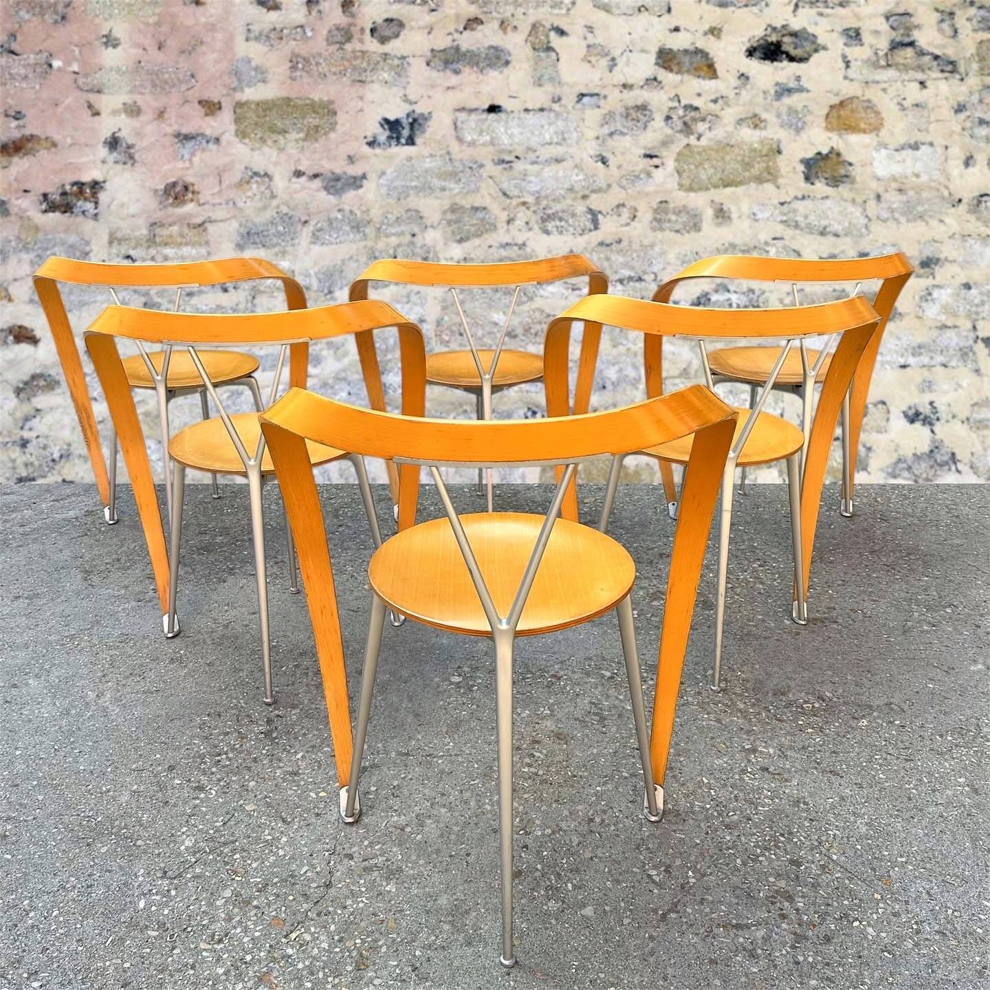 Suite de 6 chaises « Revers » par Andrea Branzi pour Cassina, 1990