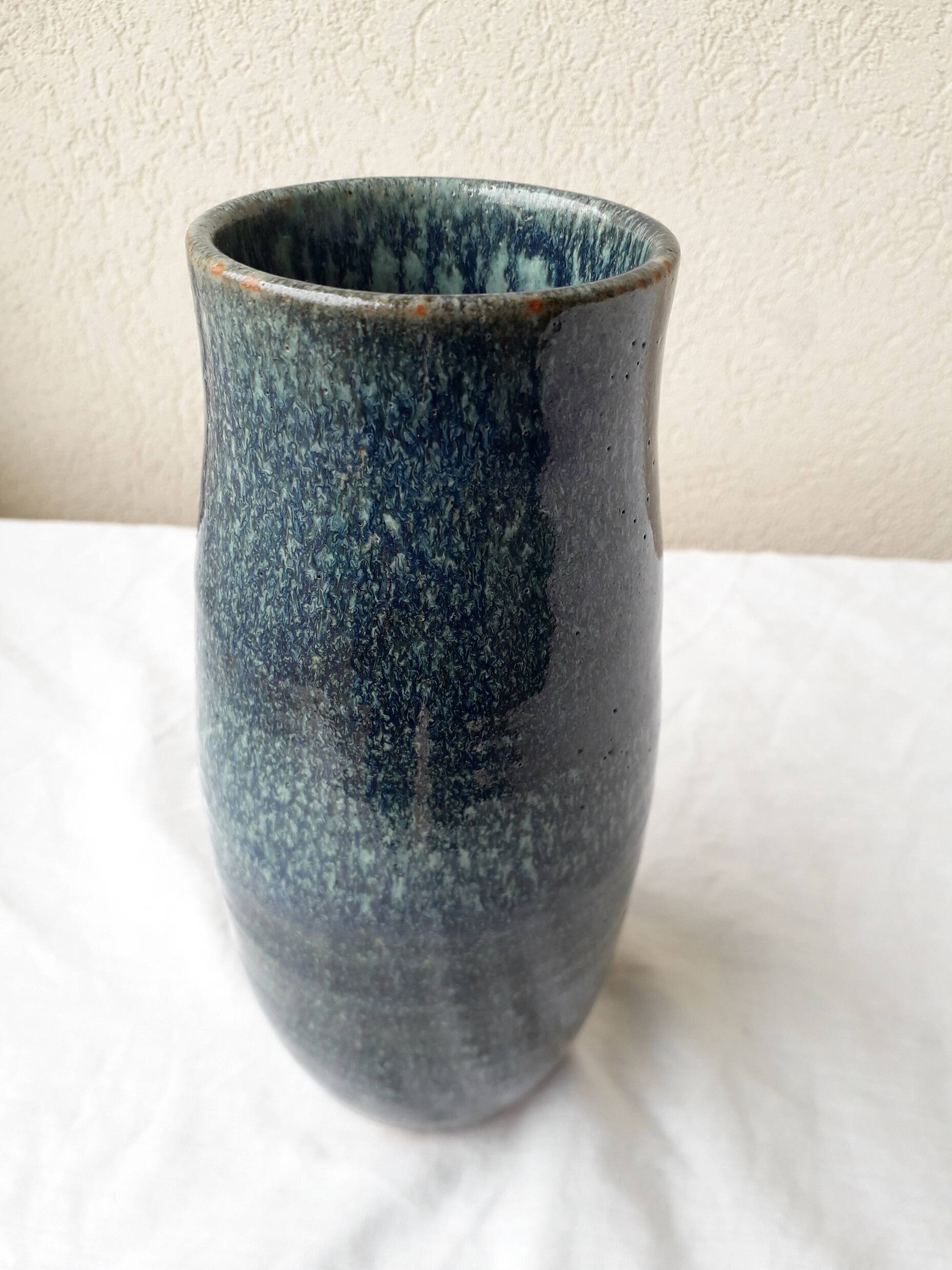 Blue stoneware vase